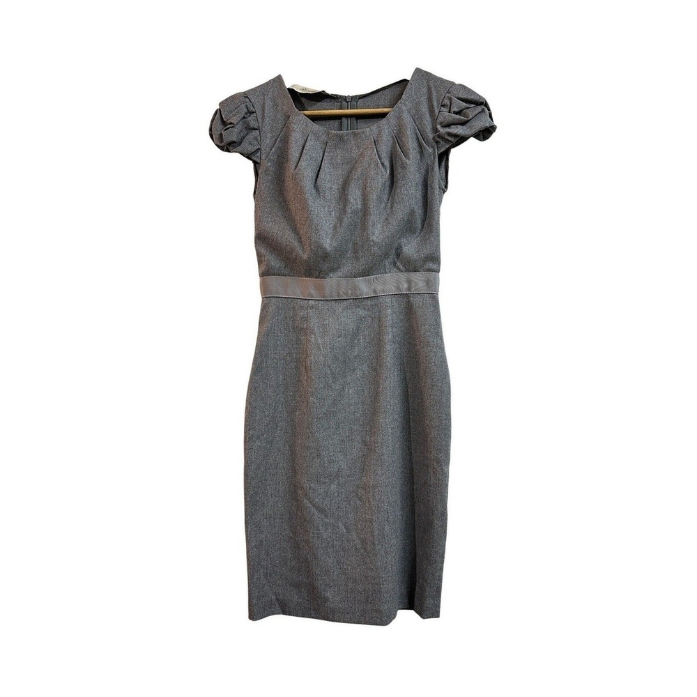 Blumarine Grey Virgin Wool Blend Sheath Dress IT 40 US 4 Puff Sleeve Italy